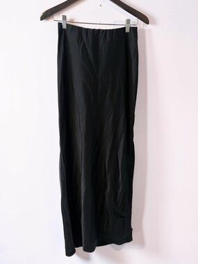 Black Satin Maxi Pencil Skirt